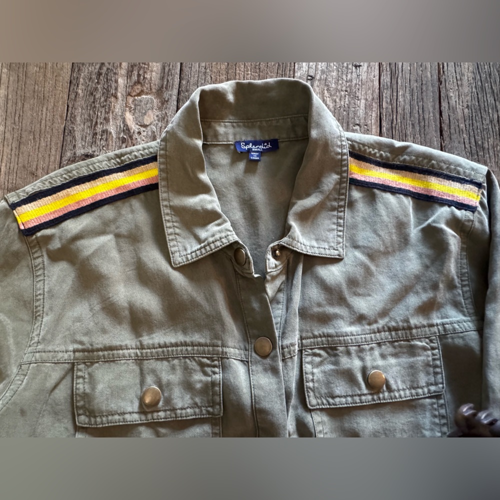 Splendid Green Button Down With Track Stripe. Nwo… - image 3